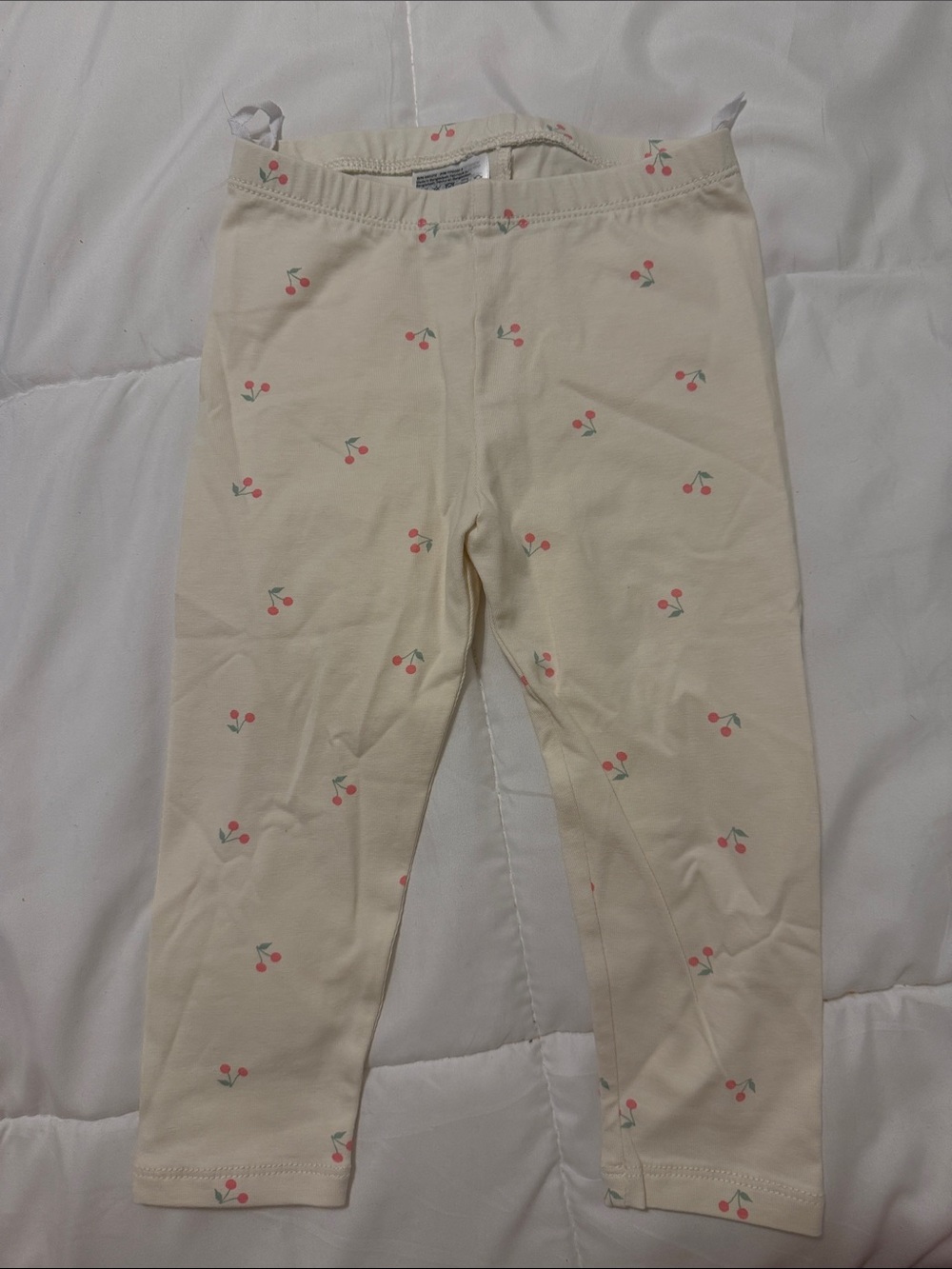 H&M Cream Leggings with Pink Cherry Print